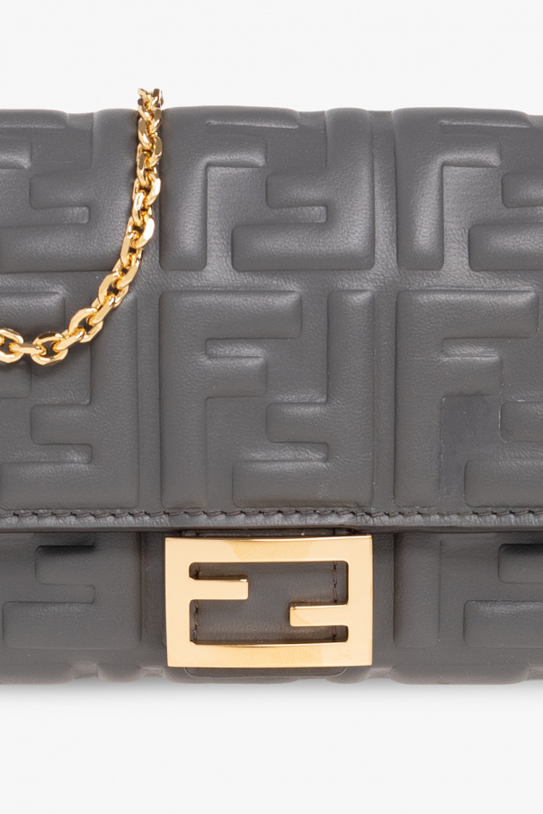 ■FENDI■ Baguette Chain Wallet Shoulder Bag Gray 8M0365AAJD Wallet On Chain Baguette Leather Gray | Fendi